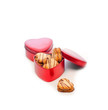 heart shaped cream cookies on red heart metal box heart shaped cream cookies on red heart metal box