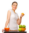 Young smiling girl with fruits