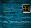 Blue wooden wall, window Blue wooden wall, window