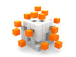 Illustration: teamwork business concept with green cubes teamwork business concept with green cubes