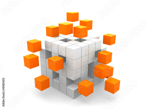 Illustration: teamwork business concept with green cubes teamwork business concept with green cubes