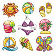 Set of 9 summer and beach icons Set of 9 summer and beach icons