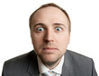 Foto: mad manager on white background mad manager on white background