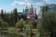 Tambov, embankment of Tsna River with churches, Russia