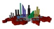 skyscrapers on Switzerland map flag illustration skyscrapers on Switzerland map flag illustration