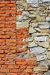 Wall with brick and stone