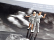 tiny figure of couple walks on early pregnancy ultrasound photo