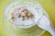 Sweetmeat with colorful ball flour, coconut, milk (Bua Loi)