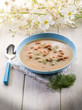 bean soup over wooden table