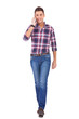 casual man walking and talking on phone casual man walking and talking on phone