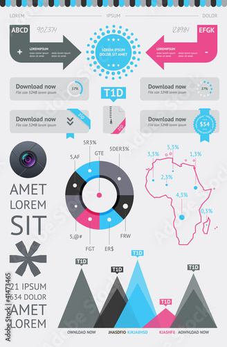 Vector: Elements of Infographics with buttons and menus Elements of Infographics with buttons and menus