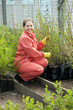 gardener with bush sprouts gardener with bush sprouts