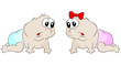 Vector crawl boy and girl on a white background