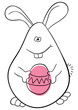Vector rabbit with the easter egg on a white background