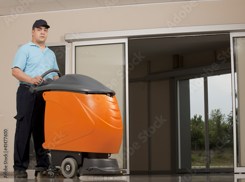 Photo: cleaning floor with machine cleaning floor with machine