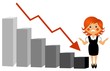 Illustration: The woman is upset with crisis. Chart The woman is upset with crisis. Chart