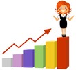 Illustration: The businesswoman at top of the schedule of growth The businesswoman at top of the schedule of growth