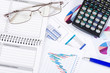 Graphs, charts, business table. The workplace of business people