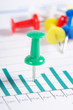 Graphs, charts with multi-coloured push buttons
