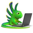 Lizard using a laptop