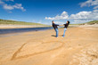 Walk on the beach of loving couple