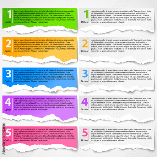 Vector: Torn paper progress option background Torn paper progress option background