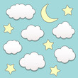 Starry night with moon and clouds