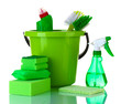 cleaning products isolated on white