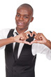 man making heart sign with his hands man making heart sign with his hands