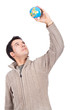 man holding a globe man holding a globe