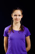 girl with pigtails in a T-shirt
