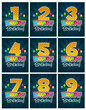 Birthday party invitation cards with numbers