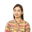 Young Woman Smiling and Thinking