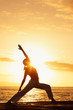 Silhouette of a Beautiful Yoga Woman at Sunset