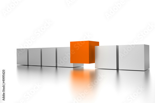 Illustration: Reihe Würfel mit orangenem Akzent Reihe Würfel mit orangenem Akzent