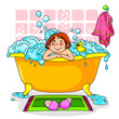 Vektor: kid in a bath full of foam kid in a bath full of foam