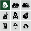 Eco green house icons set. Environmentally friendly home.