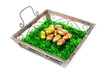 Wooden tray with easter eggs