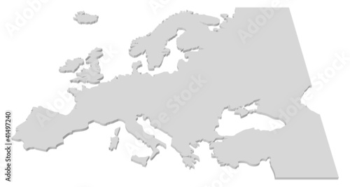 Vector: 3D Black and White Country Map of Europe 3D Black and White Country Map of Europe