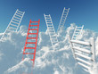 Photo en ligne au meilleur prix white and red stairs rising in clouds on a background blue sky