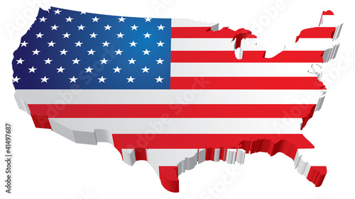 Vector: USA 3D State Flag map USA 3D State Flag map