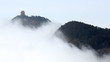 Beautiful chinese pagoda in hi cloudy mountains