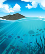 Vector: Blue sea and mountains Blue sea and mountains