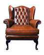 old leather armchair on a white background