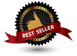 Vector Best Seller label with red ribbon. Vector Best Seller label with red ribbon.