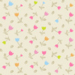 Cute seamless floral pattern with tulips on pastel background