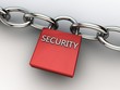 red security lock securing two chains