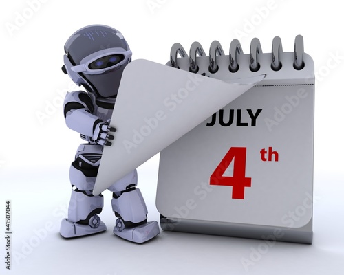 Illustration: robot with a calender robot with a calender