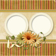 Vintage background with old photo-frame and flowers