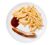 Fried sausage with fries Fried sausage with fries